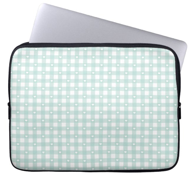 Funda Para Portátil Verdes Cheques de Menta (Frente)