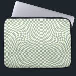 Funda Para Portátil Verificaciones blancas retro retorcidas de sabio v<br><div class="desc">Diseño de tablero de ajedrez retro,  en una combinación de color Sage Green y blanco. El tablero de ajedrez retro giró los años 70 con un estilo psicodélico moderno decoración en casa,  dormitorio,  productos de oficina y escuela y regalos retro retorcidos a cuadros.</div>