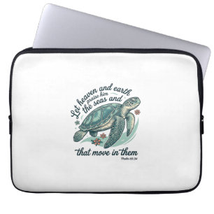 Funda Para Portátil Versículo de la Biblia de Tortuga Marina Diseño de