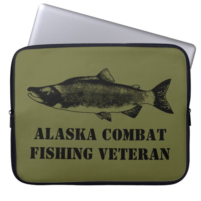 Funda Para Portátil Veterano de la Pesca de Combate de Alaska (Frente)