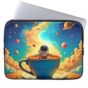 Funda Para Portátil Viaje Cósmico del Café del Astronauta