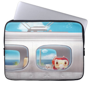 Funda Para Portátil Viaje en tren con gato