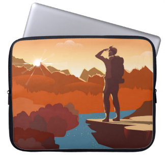 Funda Para Portátil Viajero o explorador con mochila, de pie en t
