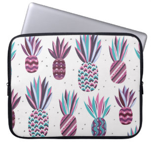Funda Para Portátil Vibes de verano: Patrón de piña, puntos coloridos