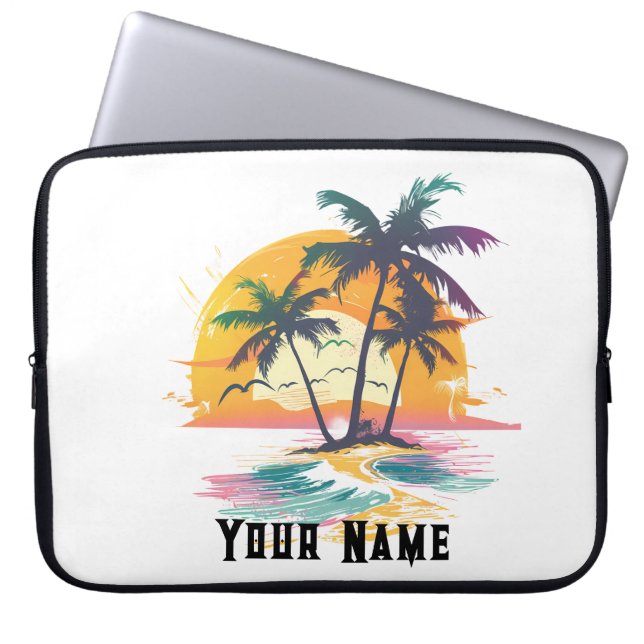 Funda Para Portátil Vibes tropicales de atardecer - Palmeras y diseño  (Frente)