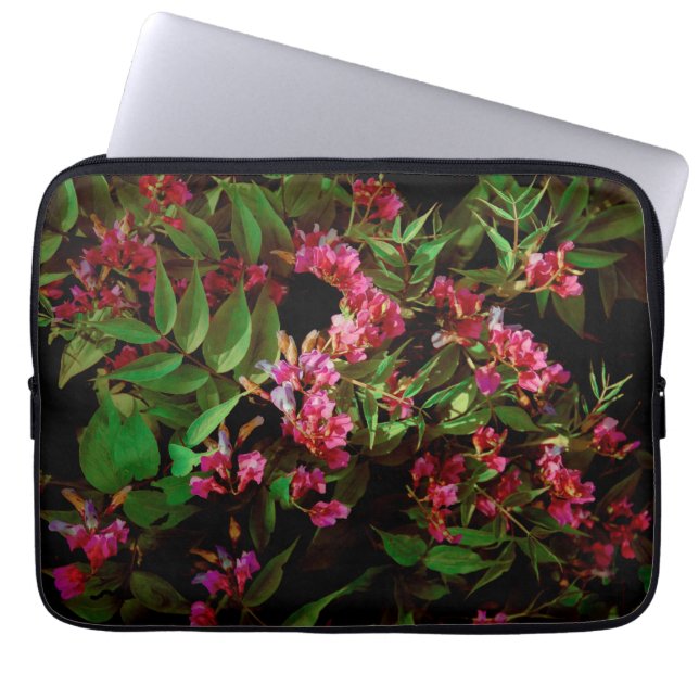 Funda Para Portátil Vibrant pink and green flower art (Frente)