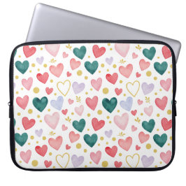 Funda Para Portátil Vibrant Rainbow Watercolor Hearts