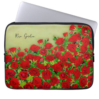 Funda Para Portátil Vibrant Red Rose Garden Floral Pattern