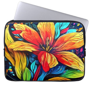 Funda Para Portátil Vibrante Abstract Floral Burst
