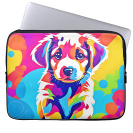 Funda Para Portátil Vibrante Arte De Cachorro
