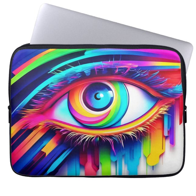 Funda Para Portátil Vibrante arte de los ojos arcoiris (Frente)