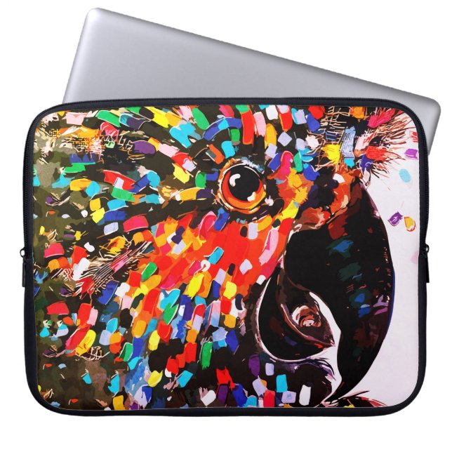 Funda Para Portátil Vibrante arte de pared de aves tropicales en expre (Frente)