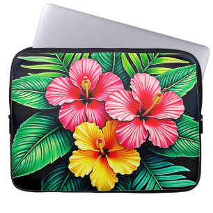 Funda Para Portátil Vibrante arte tropical hibiscus