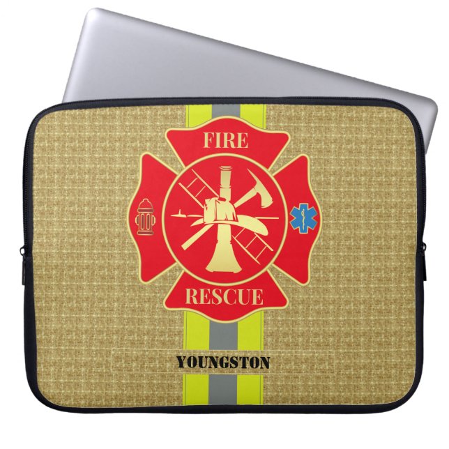 Funda Para Portátil Vibrante bombero cruza arte maltés (Frente)