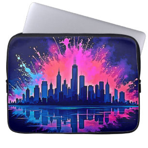 Funda Para Portátil Vibrante Cityscape Splash Art