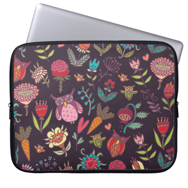 Funda Para Portátil Vibrante Colección de Flores Grandes (Frente)