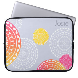 Funda Para Portátil Vibrante color rosa amarillo al azar Mandala con n