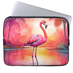 Funda Para Portátil Vibrante diseño de brillo Flamingo Tropical