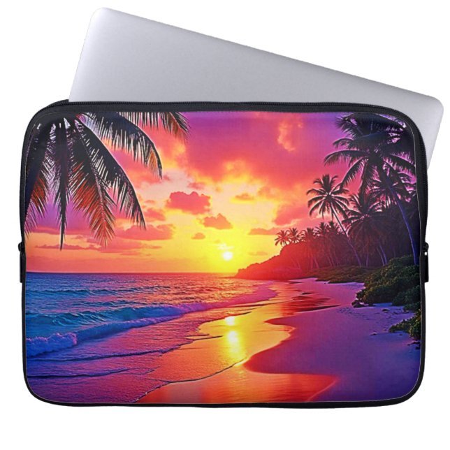 Funda Para Portátil Vibrante diseño de ensueño de Sunset Beach (Frente)