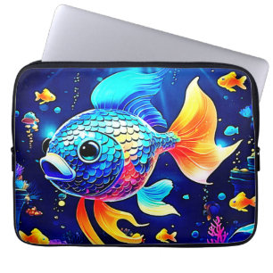 Funda Para Portátil Vibrante Diseño de Pescado de Arrecife