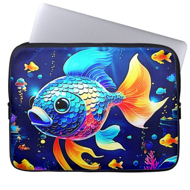 Funda Para Portátil Vibrante Diseño de Pescado de Arrecife (Frente)