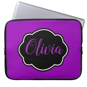 Funda Para Portátil Vibrante, fucsia púrpura personalizado en negrita