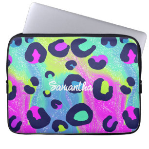 Funda Para Portátil Vibrante huella de Chetah en arco iris