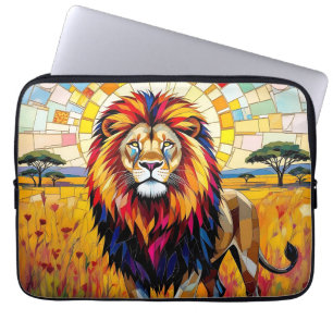 Funda Para Portátil Vibrante mosaico de leones coloridos