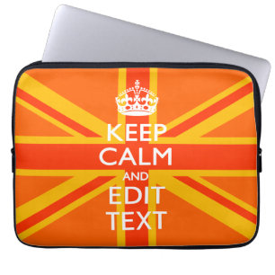 Funda Para Portátil Vibrante Naranja Mantenga la calma en su texto Uni