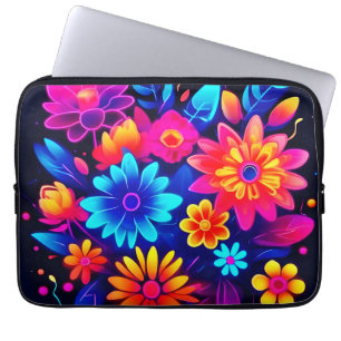 Funda Para Portátil Vibrante Neon Floral Art