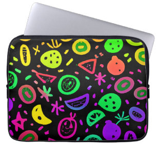 Funda Para Portátil Vibrante Neon Fruits Pattern Art
