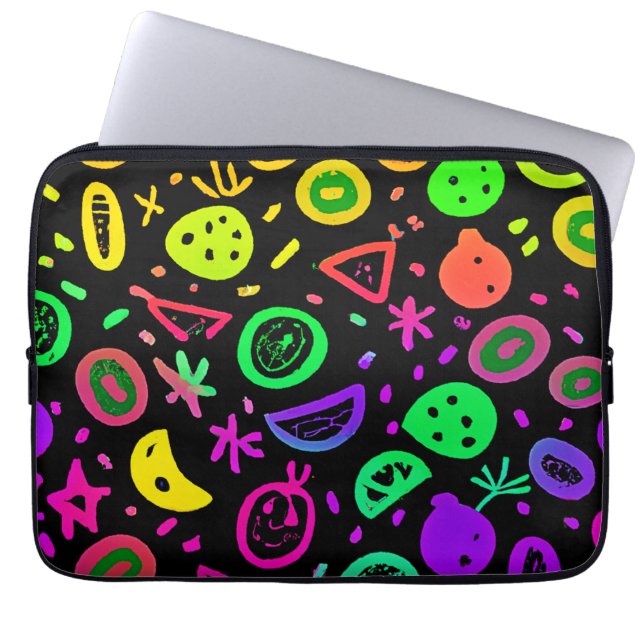 Funda Para Portátil Vibrante Neon Fruits Pattern Art (Frente)