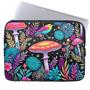 Funda Para Portátil Vibrante obra de arte de hongos forestales encanta