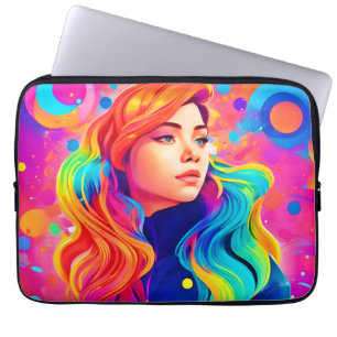 Funda Para Portátil Vibrante obra de arte digital Lady