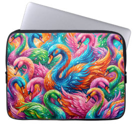 Funda Para Portátil Vibrante paisaje de sueños de cisne – Boho psicodé