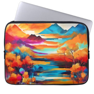Funda Para Portátil Vibrante pintura al atardecer de montaña