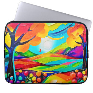 Funda Para Portátil Vibrante pintura de la armonía de la colina
