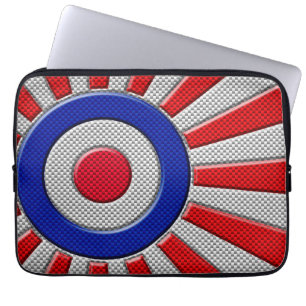 Funda Para Portátil Vibrante Roundel Sunburst Diseño Fibra de Carbono