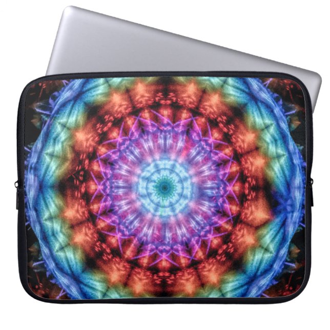 Funda Para Portátil Vibrante Tie Dye Kaleidoscope Arcoiris Mandala (Frente)