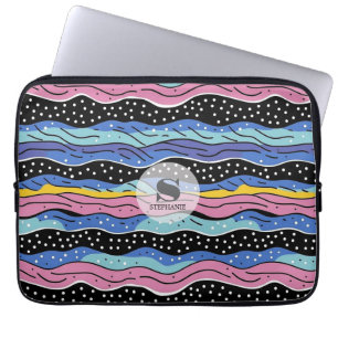 Funda Para Portátil Vibrantes líneas onduladas abstractas con puntos d