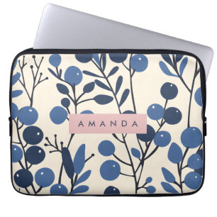 Funda Para Portátil Vid de Arándano Personalizada Estilo Botánico