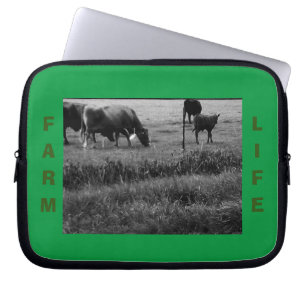 Funda Para Portátil Vida de granja, familia de vacas