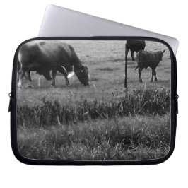 Funda Para Portátil Vida de granja Sin texto, Familia Vaca