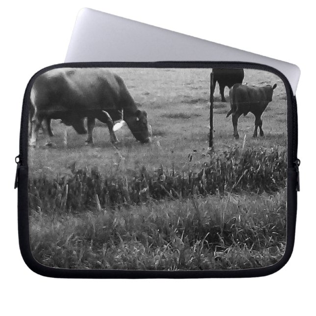 Funda Para Portátil Vida de granja Sin texto, Familia Vaca (Frente)