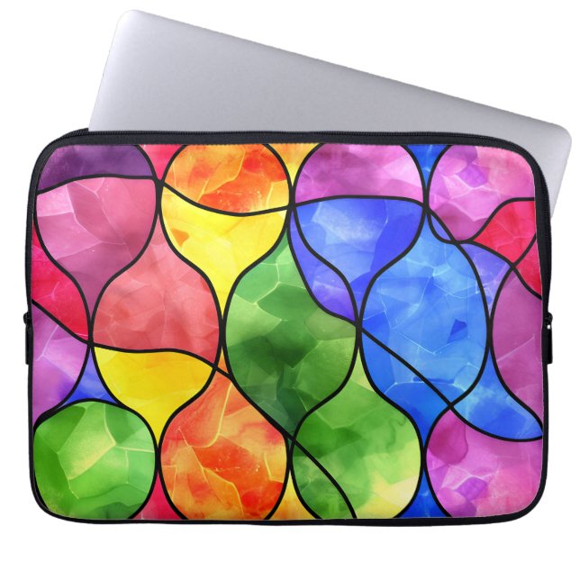 Funda Para Portátil Vidrio con manchas de arco iris acuático (Frente)