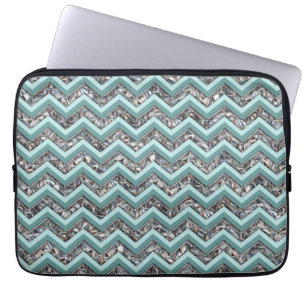 Funda Para Portátil Vidrio de corte oscuro y zigzag Verde azulado