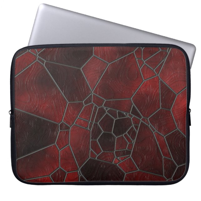 Funda Para Portátil Vidrio Rojo Oscuro Y Mosaico Rojo (Frente)