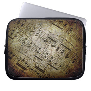 Funda Para Portátil Vieja partitura musical de la hoja, notas de la