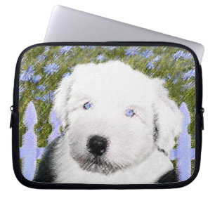 Funda Para Portátil Viejo perro pastor inglés con pintura de cachorros