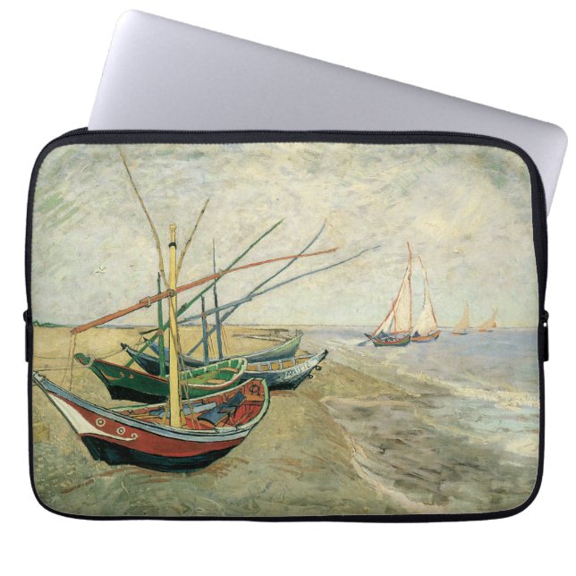 Funda Para Portátil Vincent van Gogh - Barcos de Pesca en la Playa (Frente)